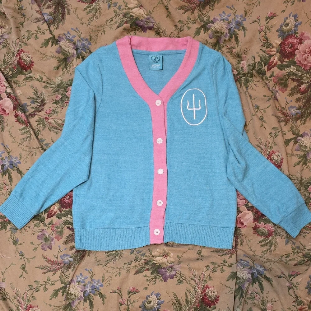 Twenty One Pilots Scaled And Icy Blue and Pink Cardigan with Embroidered Logo